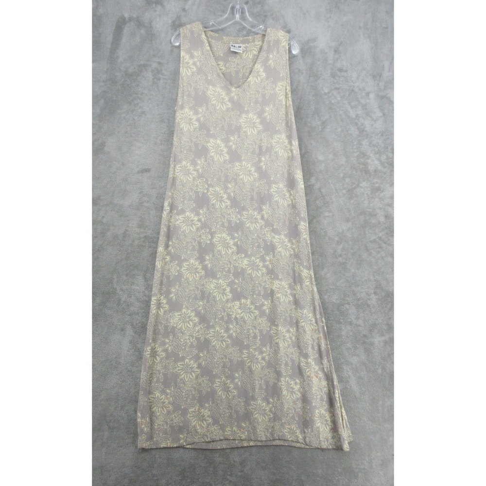 Vintage Thin Air Dress Womens Size S Gray Floral Maxi Modest Relaxed Boxy Tank